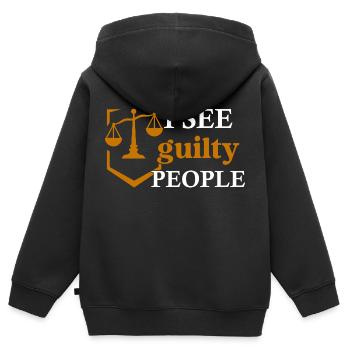 Je vois des avocats coupables - Sweat Premium à capuche zippé enfant bio - noir - Dos - AI Model Kid Male (0cm)