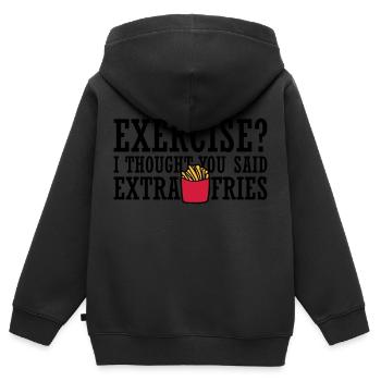 Exercice Extra Fries Citation - Sweat Premium à capuche zippé enfant bio - noir - Dos - AI Model Kid Male (0cm)