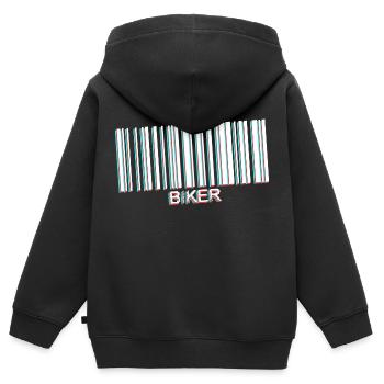 code barre biker white - Sweat Premium à capuche zippé enfant bio - noir - Dos - AI Model Kid Male (0cm)