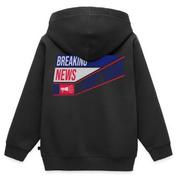 Breaking news don't care - Kids Premium Organic Zip-up Hoodie - black - Back - AI Model Kid Male (0cm)