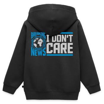 Breaking news don't care - Kinder Premium Organic Zip Hoodie - Schwarz - Hinten - AI Model Kid Male (0cm)