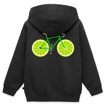 Rennrad Fahrrad Obst Frucht Limette - Kinder Premium Organic Zip Hoodie - Schwarz - Hinten - AI Model Kid Male (0cm)