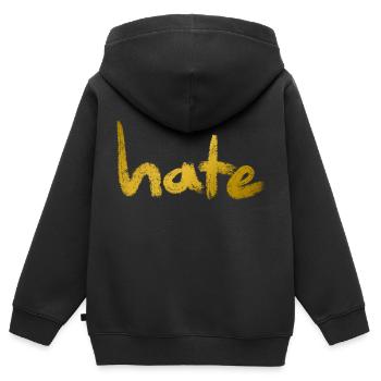 Texte de haine Or - Sweat Premium à capuche zippé enfant bio - noir - Dos - AI Model Kid Male (0cm)