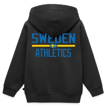 Suède Athlétisme - Sweat Premium à capuche zippé enfant bio - noir - Dos - AI Model Kid Male (0cm)