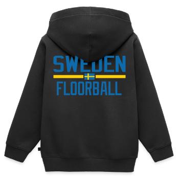 Schweden Unihockey - Kinder Premium Organic Zip Hoodie - Schwarz - Hinten - AI Model Kid Male (0cm)