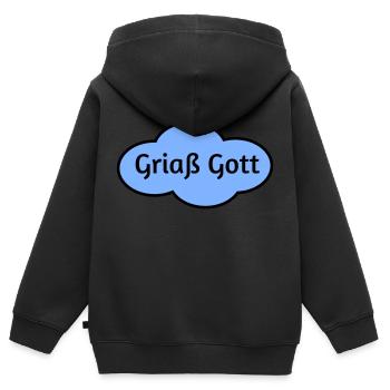 Griaß Gott - Kinder Premium Organic Zip Hoodie - Schwarz - Hinten - AI Model Kid Male (0cm)