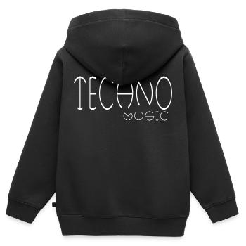 musique techno - Sweat Premium à capuche zippé enfant bio - noir - Dos - AI Model Kid Male (0cm)