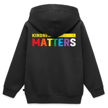 La gentillesse compte - Sweat Premium à capuche zippé enfant bio - noir - Dos - AI Model Kid Male (0cm)