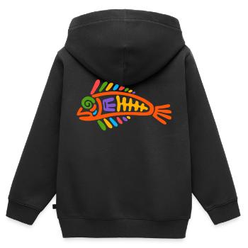 Culture des Incas, poissons - Sweat Premium à capuche zippé enfant bio - noir - Dos - AI Model Kid Male (0cm)