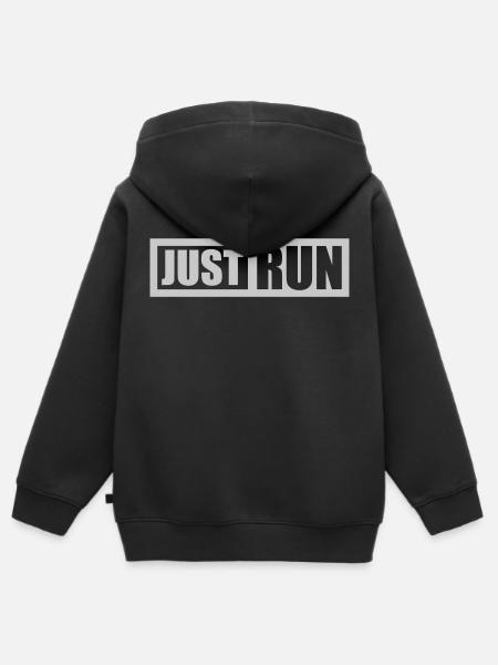 Conception de Runner Just Run - Sweat Premium à capuche zippé enfant bio - noir