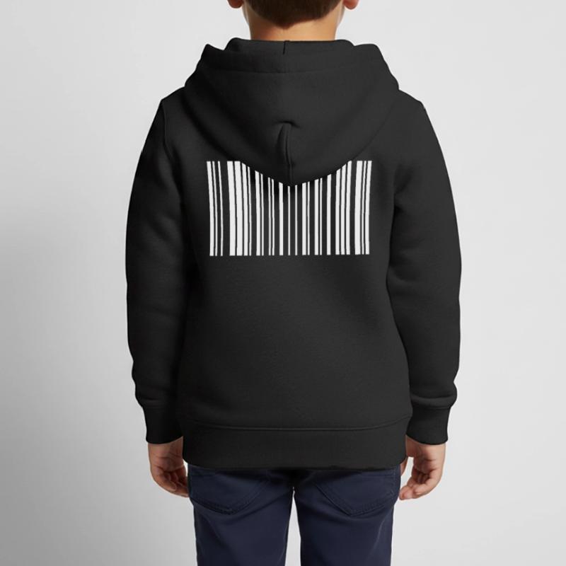 Code-barres de la paix Friedenszeichen Strichcode Symbole Sweat Premium à capuche zippé enfant bio