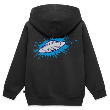 Soucoupe volante Farbklecks OVNI - Sweat Premium à capuche zippé enfant bio - noir - Dos - AI Model Kid Male (0cm)