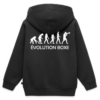 évolution boxe / evolution boxeur - Sweat Premium à capuche zippé enfant bio - noir - Dos - AI Model Kid Male (0cm)
