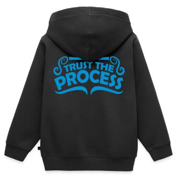 faire confiance au processus Devis - Sweat Premium à capuche zippé enfant bio - noir - Dos - AI Model Kid Male (0cm)