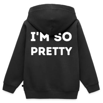 Ich bin so hübsch - Kinder Premium Organic Zip Hoodie - Schwarz - Hinten - AI Model Kid Male (0cm)