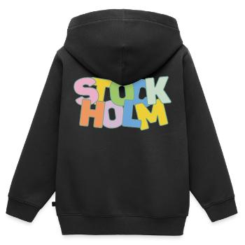 Stockholm - Kinder Premium Organic Zip Hoodie - Schwarz - Hinten - AI Model Kid Male (0cm)