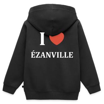 i love Ézanville - Sweat Premium à capuche zippé enfant bio - noir - Dos - AI Model Kid Male (0cm)