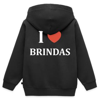 i love Brindas - Sweat Premium à capuche zippé enfant bio - noir - Dos - AI Model Kid Male (0cm)