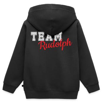 Team Rudolph - Kinder Premium Organic Zip Hoodie - Schwarz - Hinten - AI Model Kid Male (0cm)