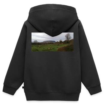La reine veille sur son royaume - Sweat Premium à capuche zippé enfant bio - noir - Dos - AI Model Kid Male (0cm)