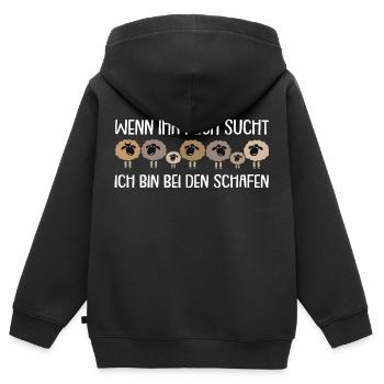 Wenn Ihr mich sucht ich bin bei meinen Schafen - Kinder Premium Organic Zip Hoodie - Schwarz - Hinten - AI Model Kid Male (0cm)