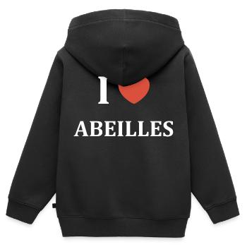 i love Abeilles - Sweat Premium à capuche zippé enfant bio - noir - Dos - AI Model Kid Male (0cm)