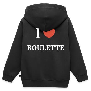 i love BOULETTE - Sweat Premium à capuche zippé enfant bio - noir - Dos - AI Model Kid Male (0cm)