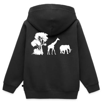 Safari Zoo Animal Safari Zoo - Sweat Premium à capuche zippé enfant bio - noir - Dos - AI Model Kid Male (0cm)