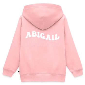 Drôle Abigail Groovy 4 Hommes Femmes Cool Abigail Cravate - Sweat Premium à capuche zippé enfant bio - rose - Dos - AI Model Kid Female (0cm)
