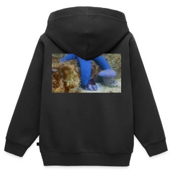 Blauer Seestern - Kinder Premium Organic Zip Hoodie - Schwarz - Hinten - AI Model Kid Male (0cm)