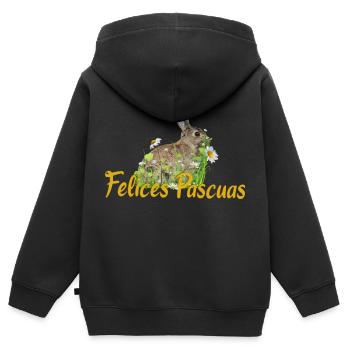 felices pascuas Frohe Ostern - Kinder Premium Organic Zip Hoodie - Schwarz - Hinten - AI Model Kid Male (0cm)