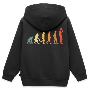 Basketball evolution vintage retro - Kinder Premium Organic Zip Hoodie - Schwarz - Hinten - AI Model Kid Male (0cm)