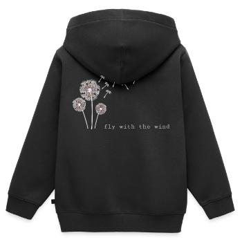 Minimals "Fly with the wind" - Kinder Premium Organic Zip Hoodie - Schwarz - Hinten - AI Model Kid Male (0cm)