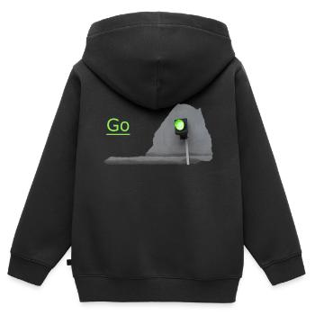 Le feu de circulation brille en vert devant le gris - Sweat Premium à capuche zippé enfant bio - noir - Dos - AI Model Kid Male (0cm)