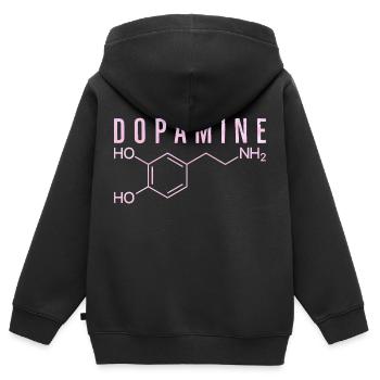 Dopamine molecule - Kids Premium Organic Zip-up Hoodie - black - Back - AI Model Kid Male (0cm)