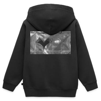 An empty heart in a wall of stone - Kids Premium Organic Zip-up Hoodie - black - Back - AI Model Kid Male (0cm)