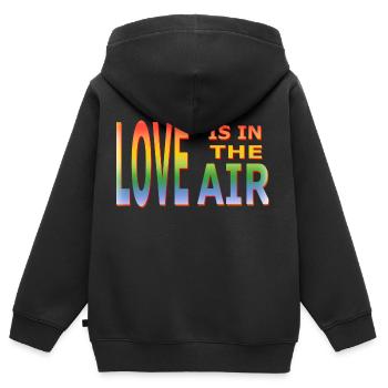 L’amour est dans l’air - Sweat Premium à capuche zippé enfant bio - noir - Dos - AI Model Kid Male (0cm)