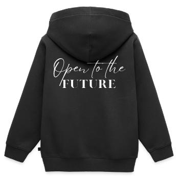 Offen für die Zukunft - Kinder Premium Organic Zip Hoodie - Schwarz - Hinten - AI Model Kid Male (0cm)