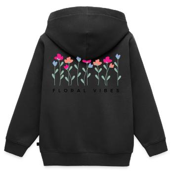 Blumige Vibes - Geschenkidee - Kinder Premium Organic Zip Hoodie - Schwarz - Hinten - AI Model Kid Male (0cm)