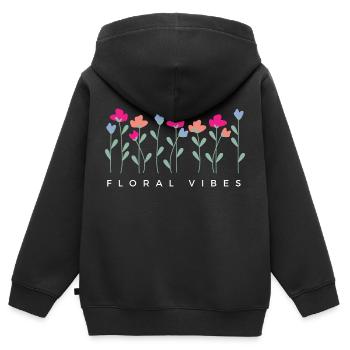 Blumige Vibes - Geschenkidee - Kinder Premium Organic Zip Hoodie - Schwarz - Hinten - AI Model Kid Male (0cm)