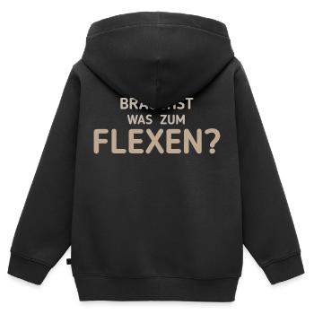 Flexen - Drôle de dicton - Sweat Premium à capuche zippé enfant bio - noir - Dos - AI Model Kid Male (0cm)