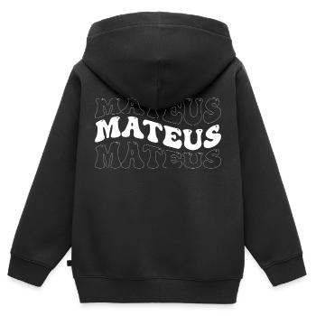 Drôle Mateus Groovy 4 Hommes Femmes Cool Mateus Tie - Sweat Premium à capuche zippé enfant bio - noir - Dos - AI Model Kid Male (0cm)