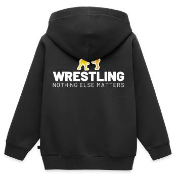 WRESTLING nothing else matters - Kinder Premium Organic Zip Hoodie - Schwarz - Hinten - AI Model Kid Male (0cm)