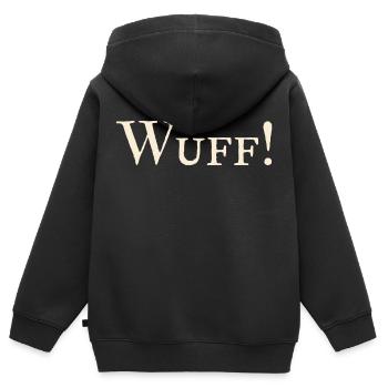 Wuff ! - Kinder Premium Organic Zip Hoodie - Schwarz - Hinten - AI Model Kid Male (0cm)