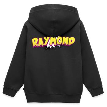 Raymond Benutzerdefinierter Name Comic-Buch-Stil Pop-Art, - Kinder Premium Organic Zip Hoodie - Schwarz - Hinten - AI Model Kid Male (0cm)