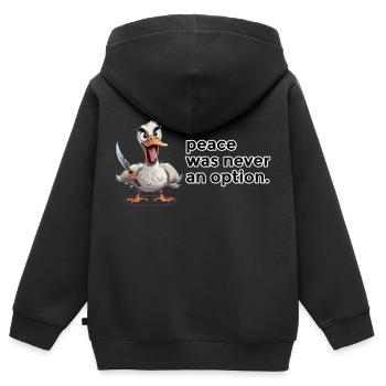 Oie avec couteau: Pas de paix drôle de chemise - Sweat Premium à capuche zippé enfant bio - noir - Dos - AI Model Kid Male (0cm)
