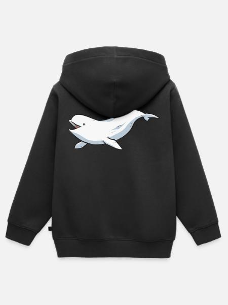 Weißwal Beluga Wal - Kinder Premium Organic Zip Hoodie - Schwarz