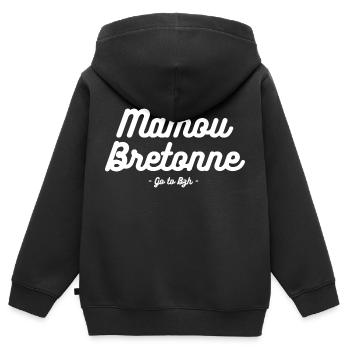 mamou bretonne blanc - Sweat Premium à capuche zippé enfant bio - noir - Dos - AI Model Kid Male (0cm)