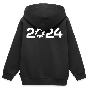 2024 - Kinder Premium Organic Zip Hoodie - Schwarz - Hinten - AI Model Kid Male (0cm)