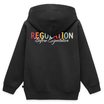 La réglementation avant les attentes - Sweat Premium à capuche zippé enfant bio - noir - Dos - AI Model Kid Male (0cm)